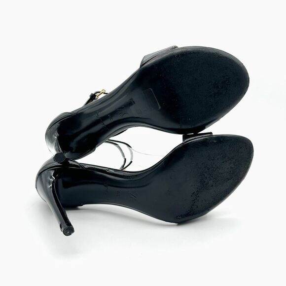 LOUIS VUITTON Fluer Call Back Black Sandal Heels Size 39 Logo Leather Monogram - Picture 9 of 13